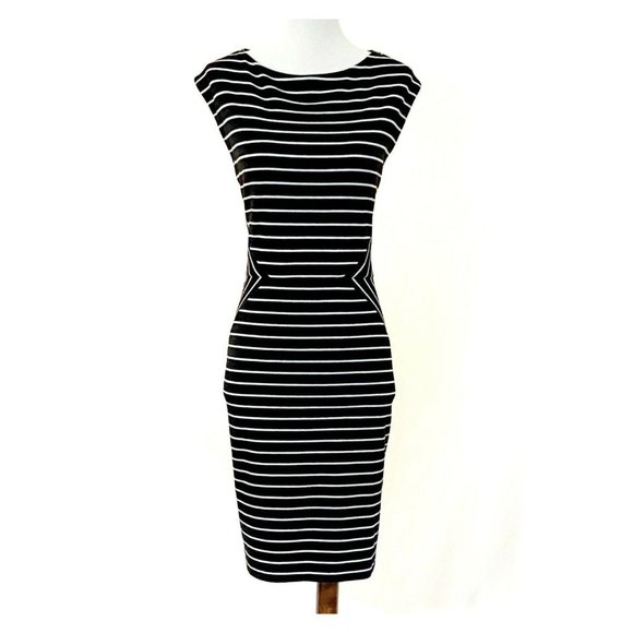 White House Black Market Black-White Striped Dress - Picture 2 of 7